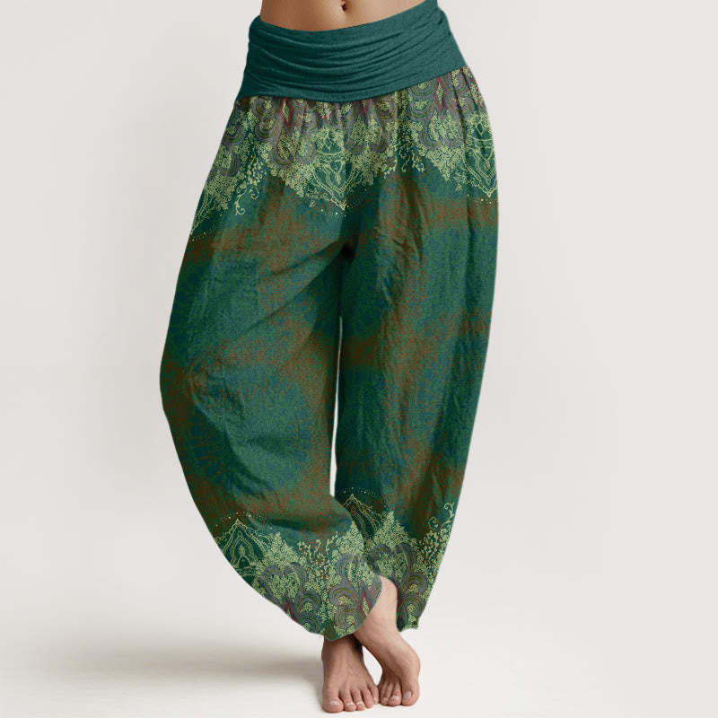 Casual Lycoris Radiata Mandala Pattern Women's Elastic Waist Harem Pants
