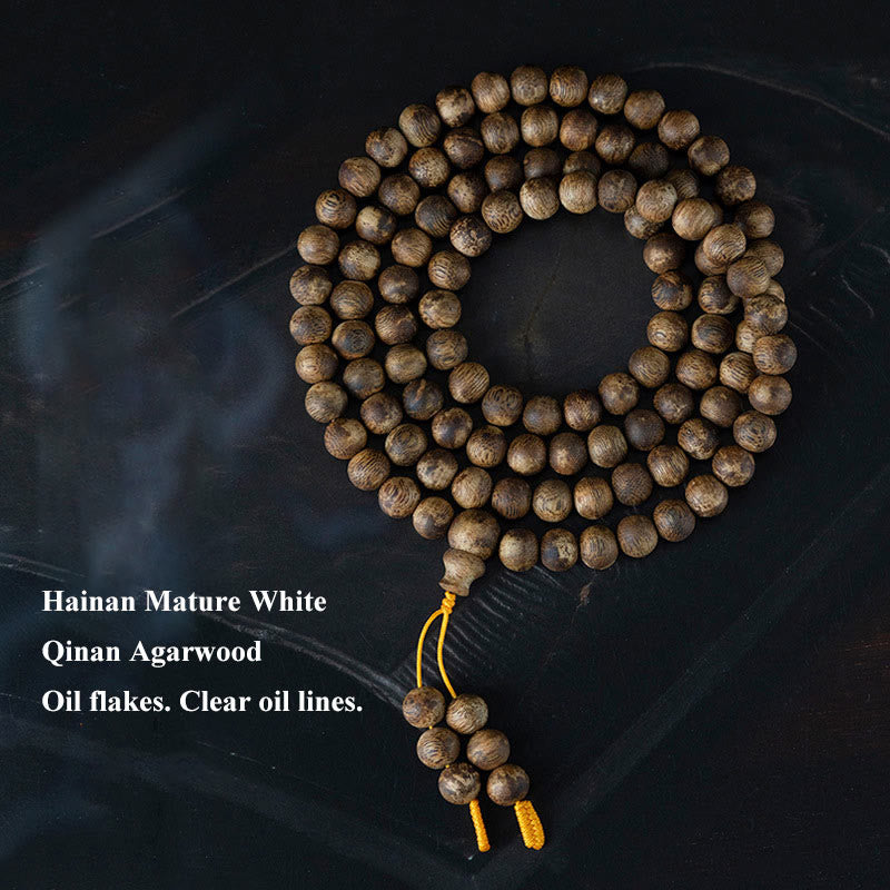 108 Mala Beads Hainan White Qinan Agarwood Calm Strength Bracelet