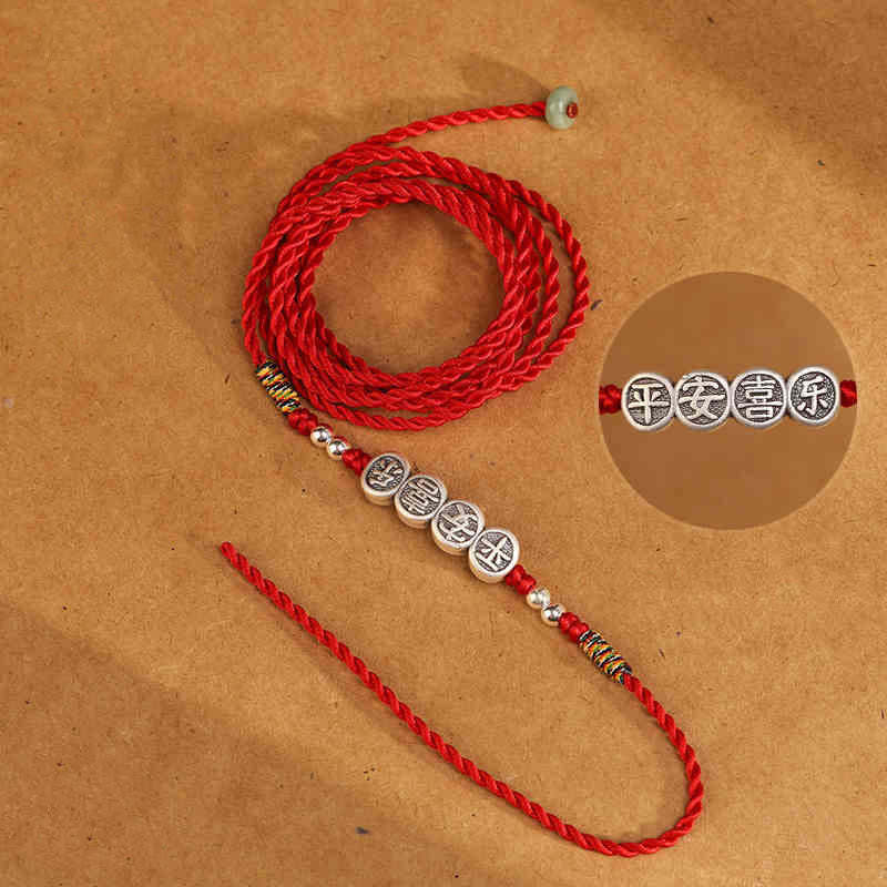 999 Sterling Silver Blessing Red String Belly Chain