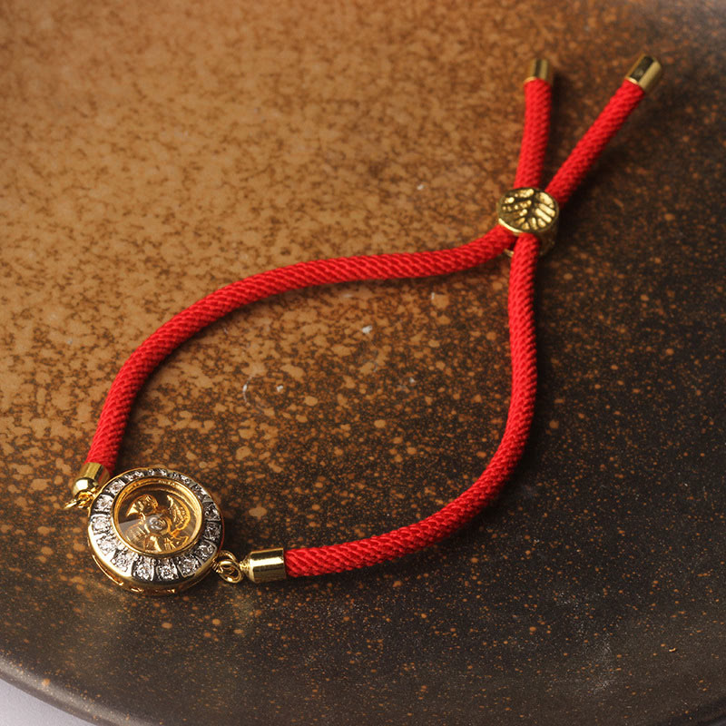 Copper Brass Feng Sheng Shui Qi Rotatable Windmill  Red String Faith Braided Bracelet