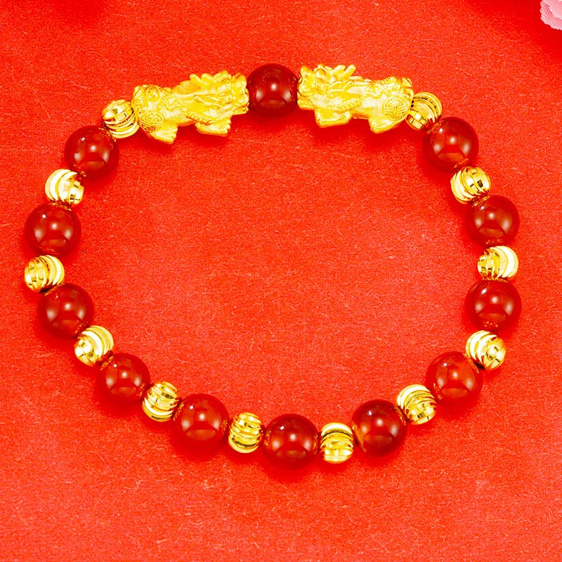 Electroplating Golden Double Pixiu Wealth Bracelet