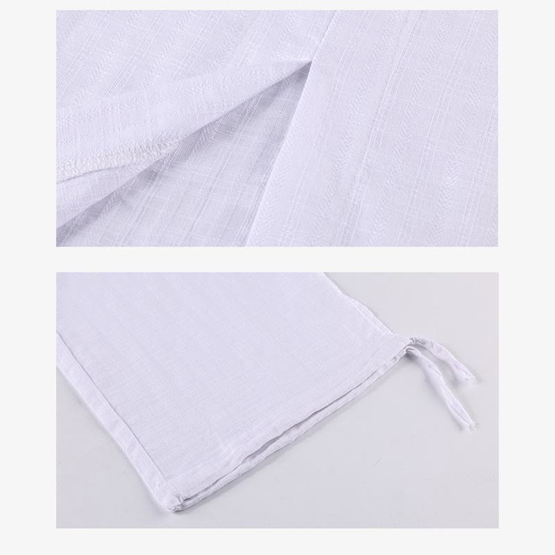 2Pcs Half Sleeve Shirt Top Pants Meditation Zen Tai Chi Linen Clothing Women's Set