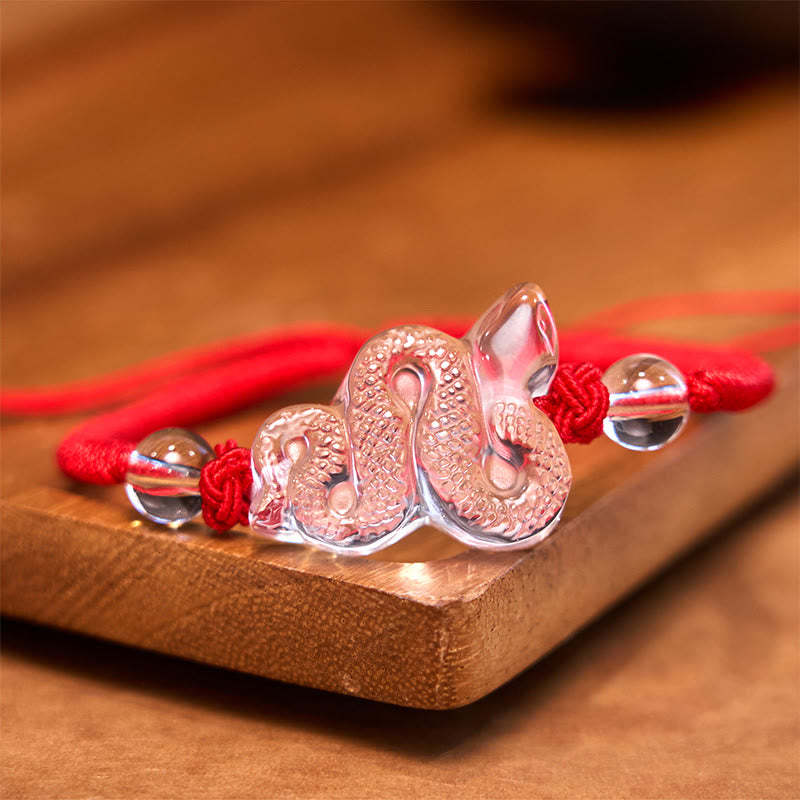 Lucky Healing The Year of The Snake 2025 Jade White Crystal Red String Protection Bundle