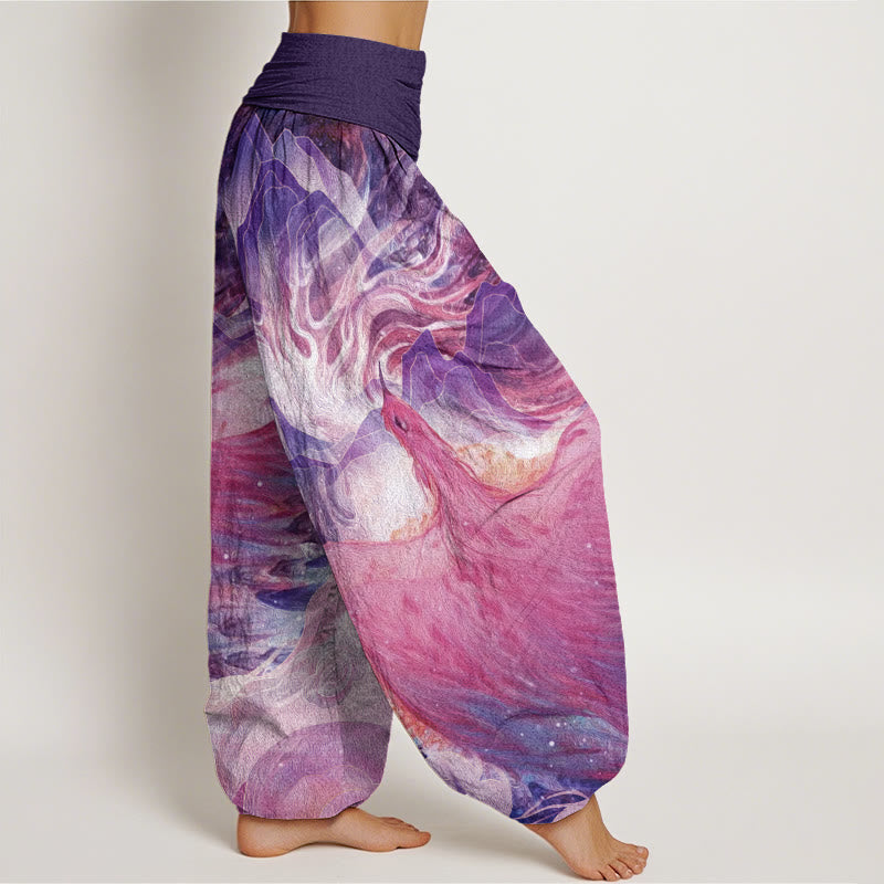 Mythical Creature Pattern Women's Elastic Waist Harem Pants