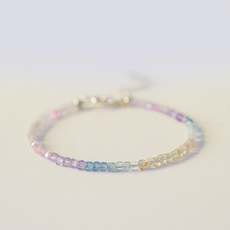 2.5mm Fluorite Ultra-thin Beads 14k Gold Plated Copper Heart Power Bracelet