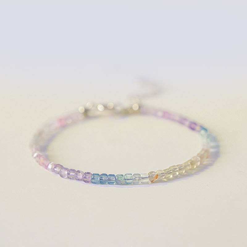 2.5mm Fluorite Ultra-thin Beads 14k Gold Plated Copper Heart Power Bracelet