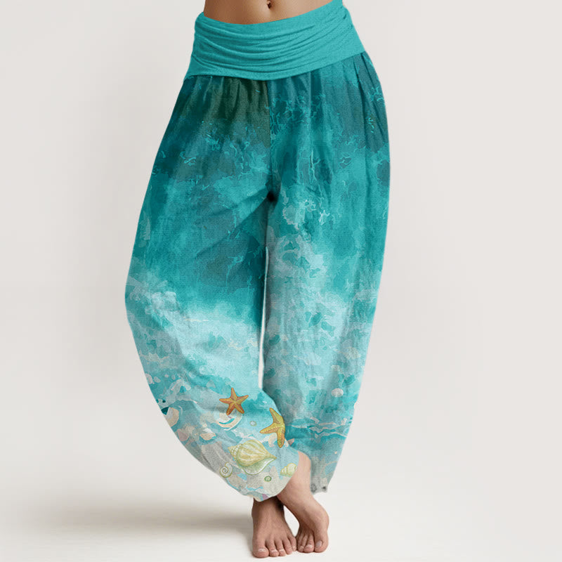Vast Ocean Pattern Women's Elastic Waist Harem Pants