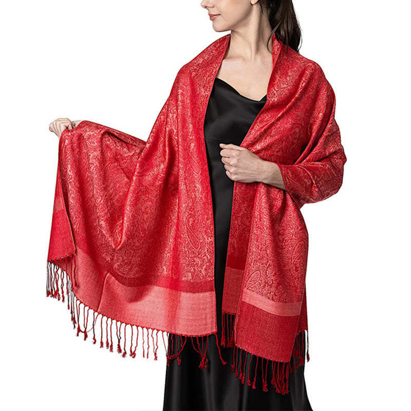 Tibetan Cashew Jacquard Tassels Shawl Spring Fall Winter Warm Cozy Scarf Wrap