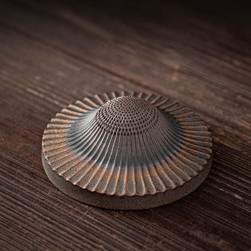 Little Brown Monk Hat Strainer Ceramic Tea Accessories Figurine Zen Home Desk Decoration