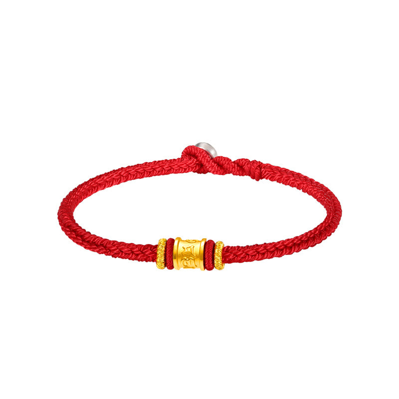 Tibet 999 Gold Om Mani Padme Hum Engraved Protection?Lucky Bead Bracelet