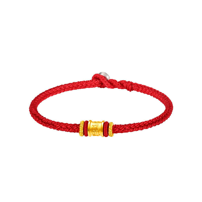 Tibet 999 Gold Om Mani Padme Hum Engraved Protection?Lucky Bead Bracelet