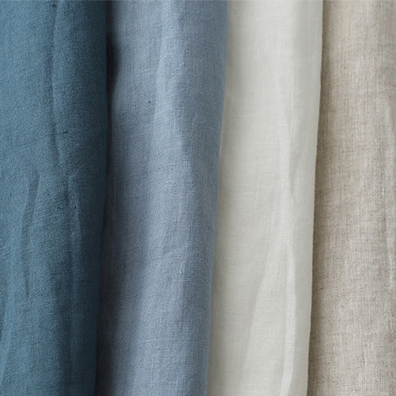 Solid Color Button Three Quarter Sleeve Cotton Linen Shirt