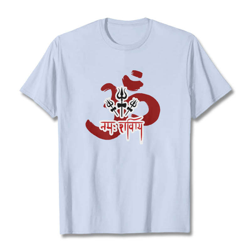 OM NAMAH SHIVAYA Three Small Tridents Cotton Tee T-shirt