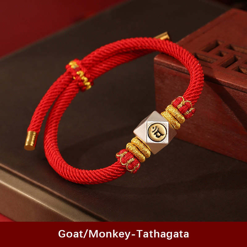 999 Sterling Silver Chinese Zodiac Natal mystic zen Red Rope Luck Strength Handcrafted Kids Bracelet