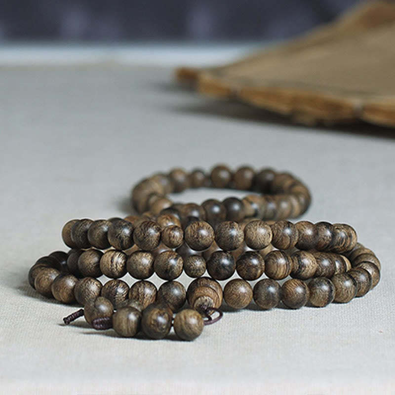 108 Mala Beads Natural Tarakan Agarwood Ward Off Evil Spirits Bracelet