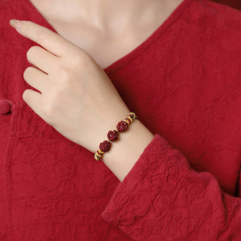 Handmade Red String Cinnabar Chinese Zodiac Braided Blessing Bracelet