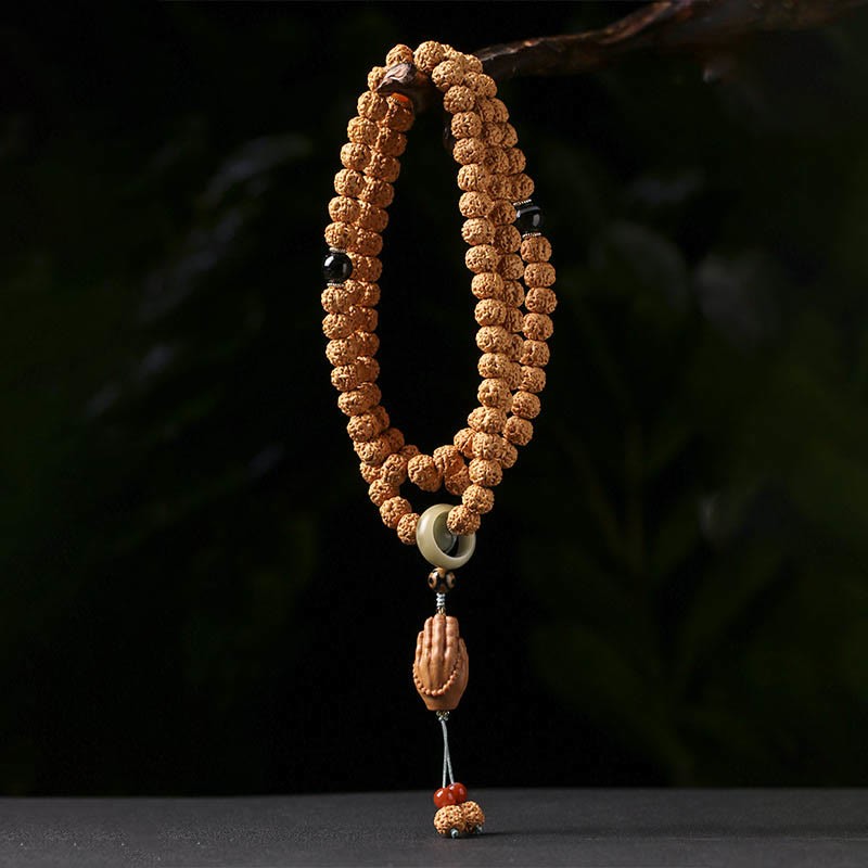 Bodhi Seed Three-eyed Dzi Bead mystic zen Hand Charm Wealth Bracelet
