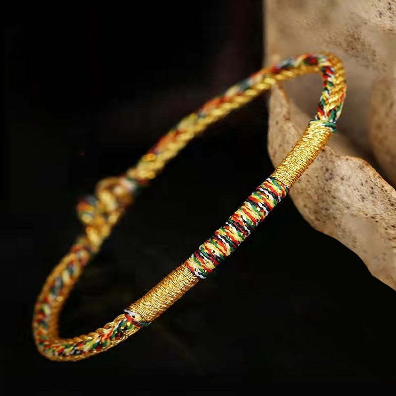 Handmade Gold Multicolored Rope Protection Braided Bracelet Anklet
