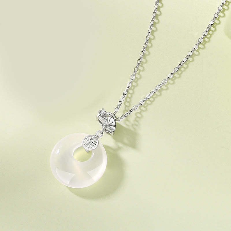 925 Sterling Silver Ginkgo Leaf Butterfly Rose Chalcedony Hetian Jade Peace Buckle Fu Character Harmony Necklace Pendant