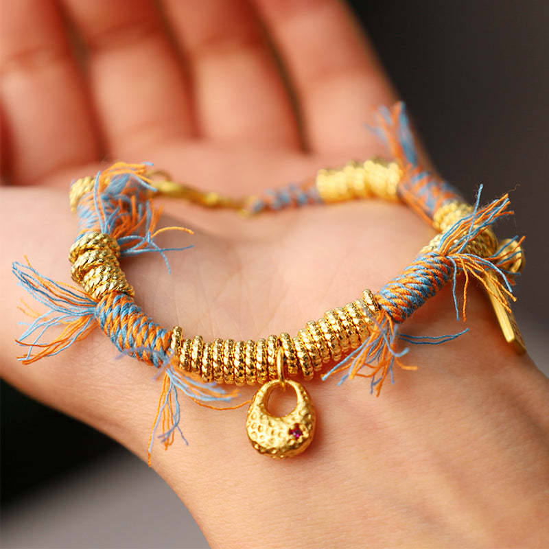 Handmade Tibetan Lucky Fortune Multicolored Rope Braid Bracelet