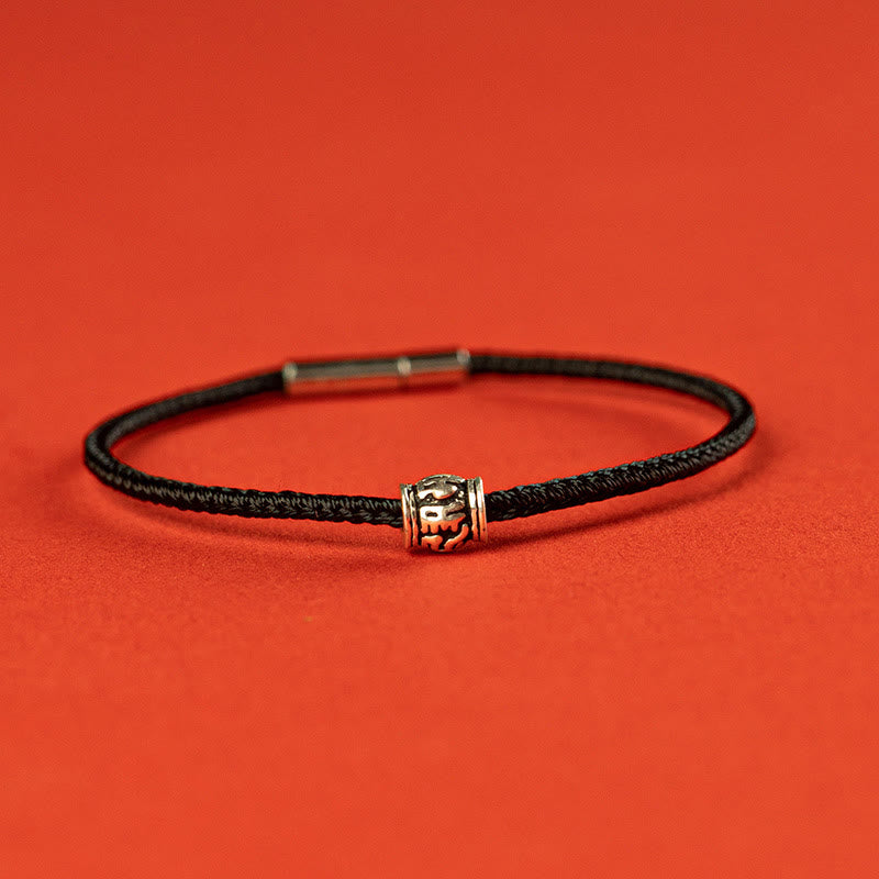 Red String Black String Six True Words 925 Sterling Silver Peace Bracelet