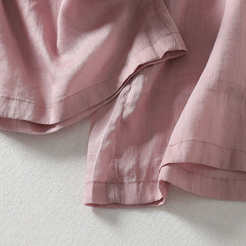 Solid Color Lace-up Cotton Linen Women's Wide Leg Pants