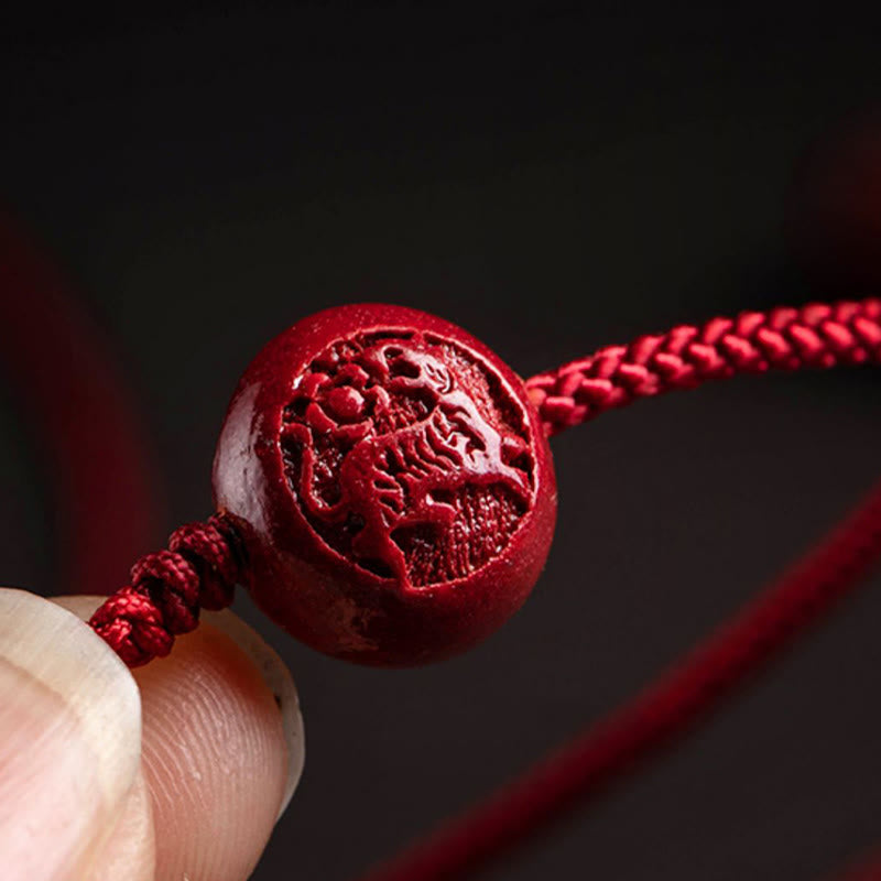 Natural Cinnabar Chinese Zodiac?Gourd Calm Blessing Red String Belly Chain