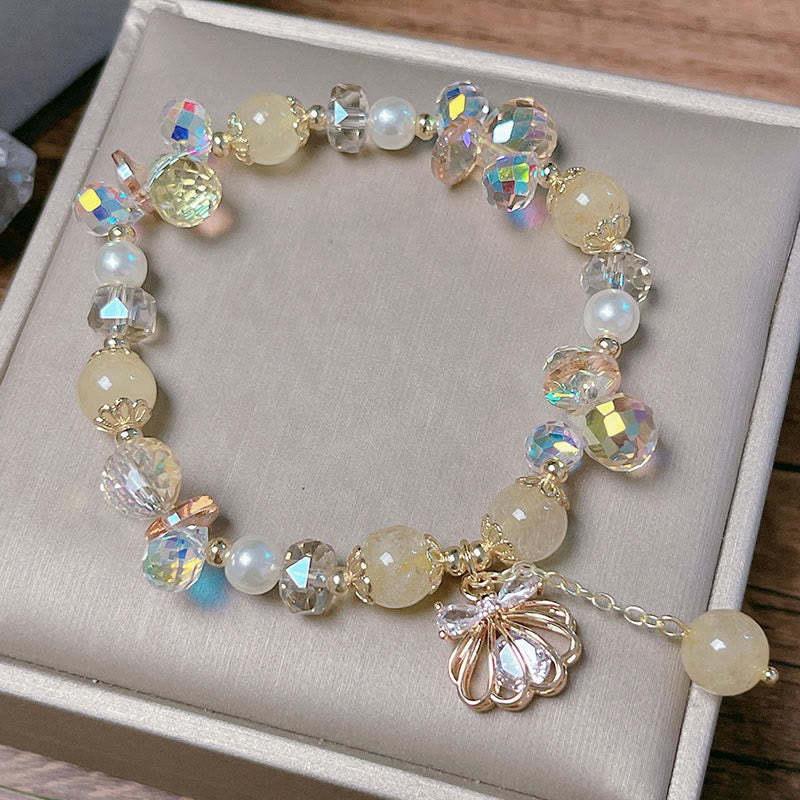 Natural Amethyst Citrine Pearl Shell Peace Bracelet
