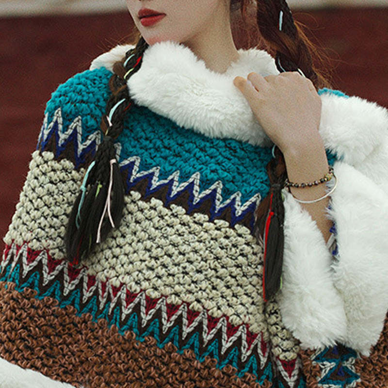 Tibetan Multicolored Striped Shawl Winter Cozy Travel Scarf Wrap