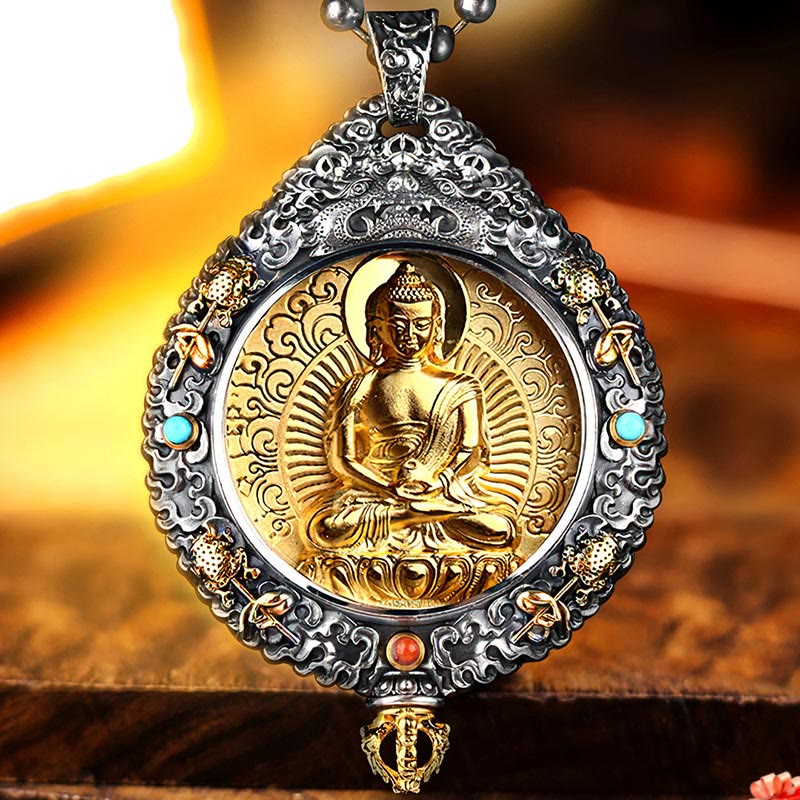 Chinese Zodiac Natal mystic zen Thangka Nine Palaces Eight Diagrams Wealth Rotatable Necklace Pendant