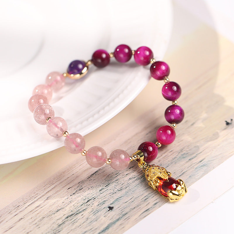 Natural Strawberry Quartz Pixiu Love Bracelet