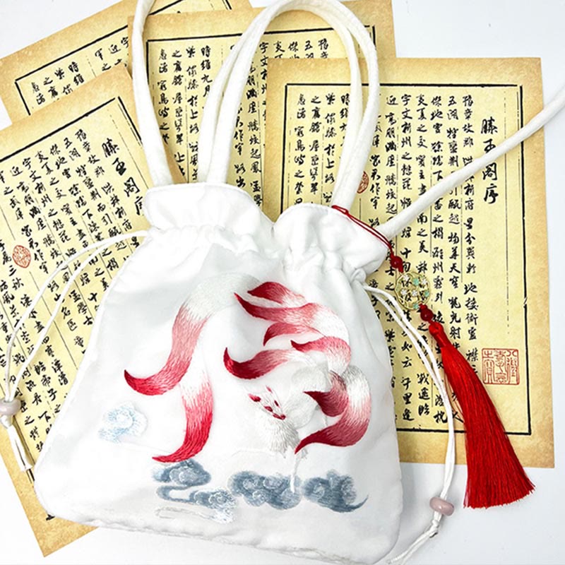 Suzhou Embroidery Lotus Deer Epiphyllum Peony Rabbit Cotton Linen Tote Crossbody Bag Shoulder Bag Handbag