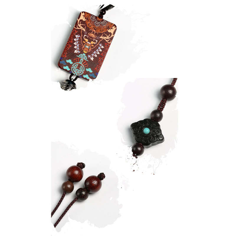 Handmade Elk Deer Ebony Wood Balance Tassel Car Hanging Decoration