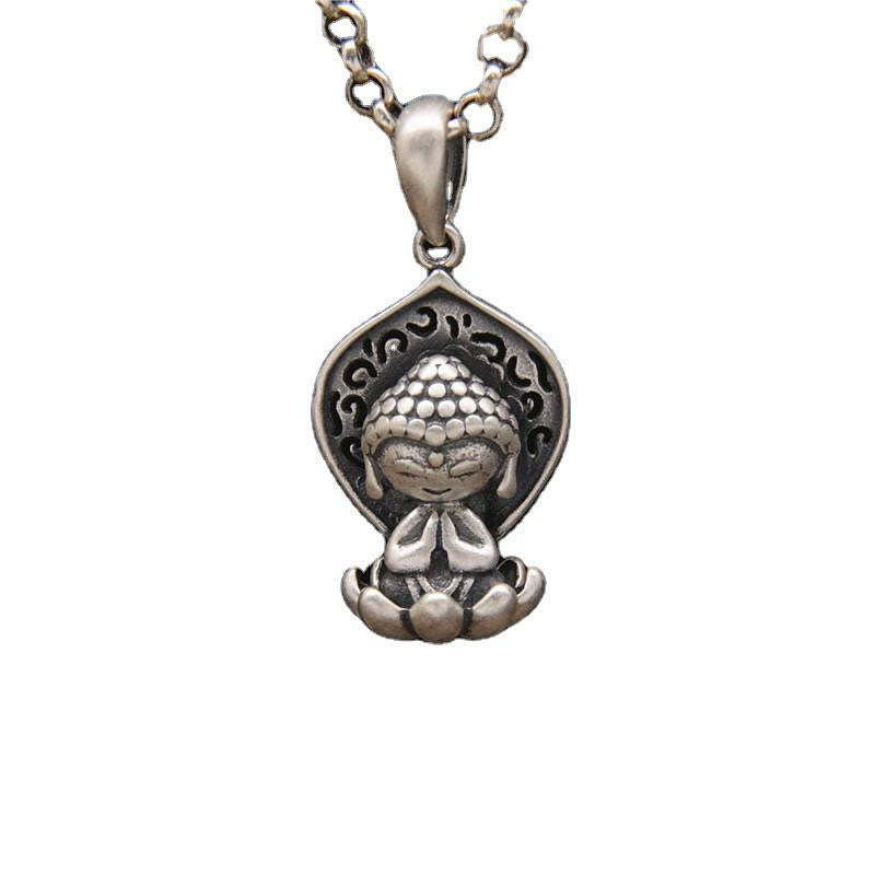 999 Sterling Silver Meditation mystic zen Lotus Serenity Necklace Pendant
