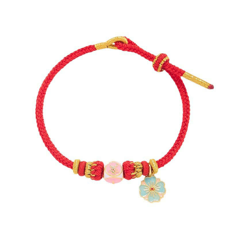 Red String Gold Plated Copper Peach Blossom Yi Fan Feng Shun Protection Braided Bracelet