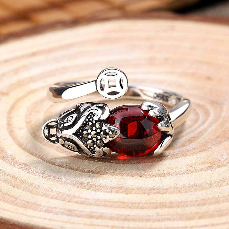 FengShui Genstone PiXiu Wealth Adjustable Ring