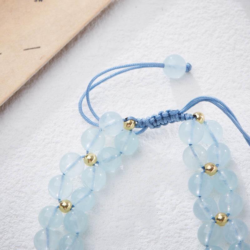 Natural Aquamarine Amethyst Moonstone Butterfly Bamboo Healing Bracelet