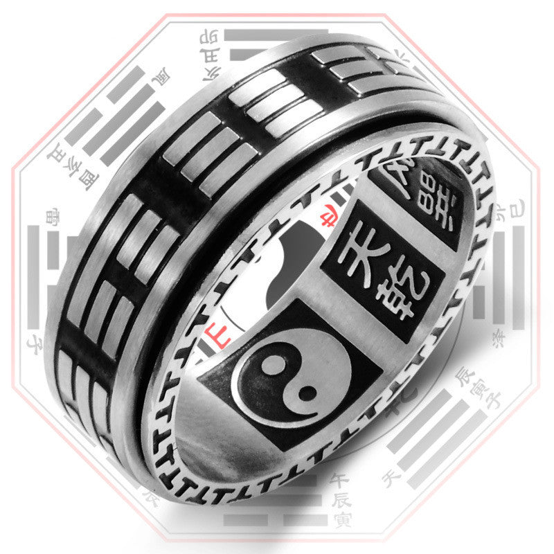 Bagua Yin Yang Titanium Steel Balance Rotatable Ring