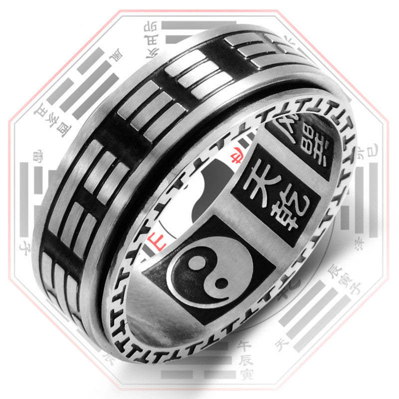 Bagua Yin Yang Titanium Steel Balance Rotatable Ring