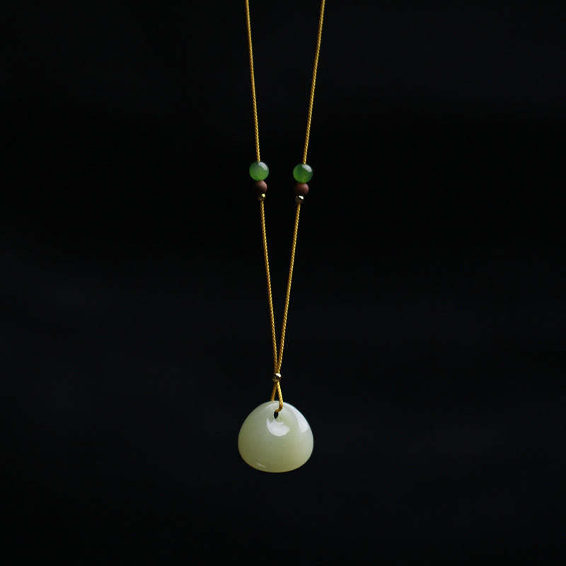 Natural Hetian Jade Small Bag Pattern Prosperity String Necklace Pendant