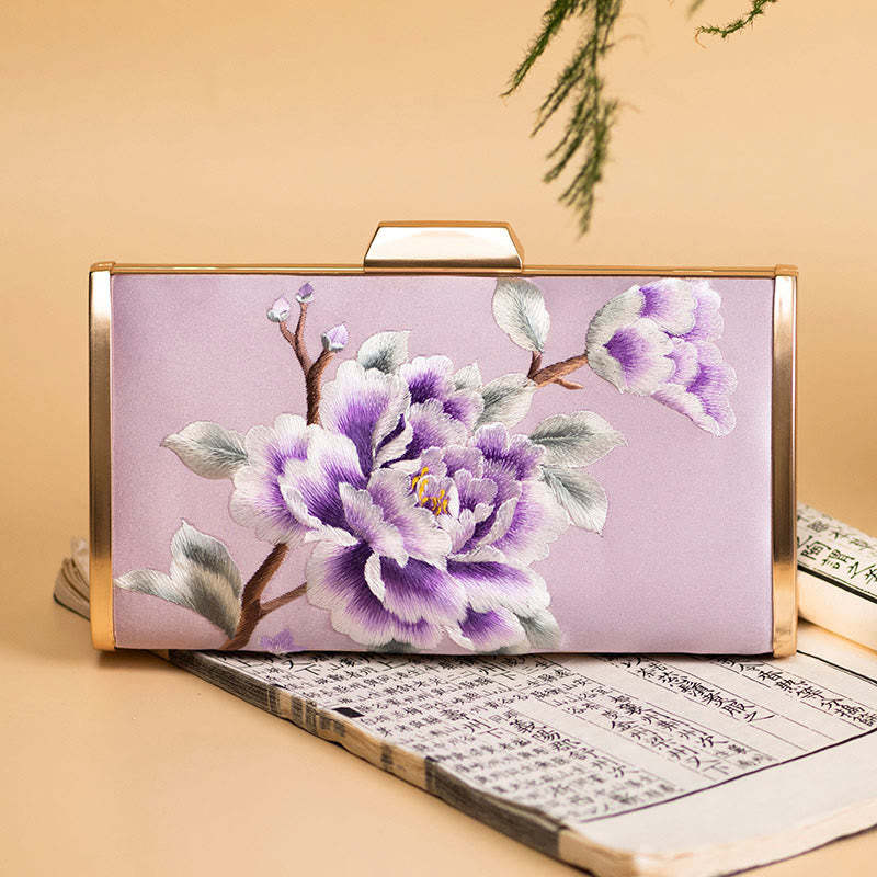 Carnation Peony Begonia Su Embroidery Wedding Shopping Purse Handbag Crossbody Bag
