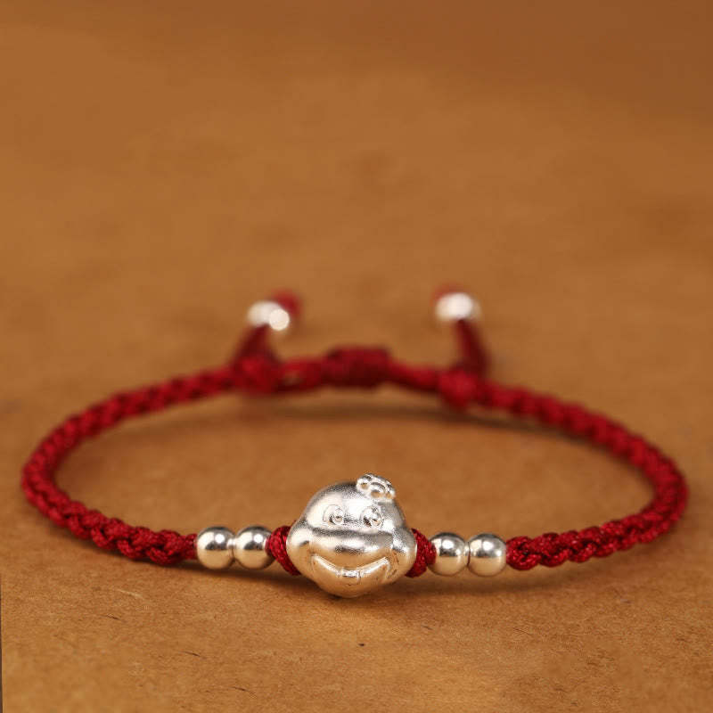 Red String 999 Sterling Silver Snake Head Year of the Snake Luck Bracelet