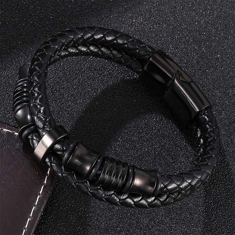 Layered Leather Weave Fortune Bracelet