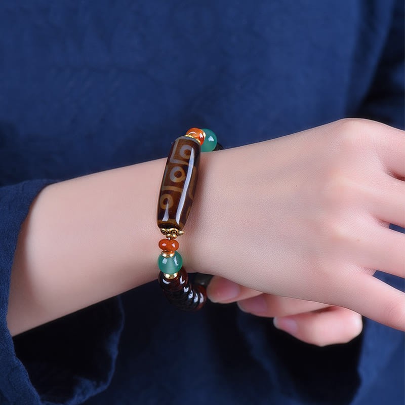 Tibetan Natural Nine-Eye Dzi Bead Three-eyed Dzi Bead Protection Bracelet