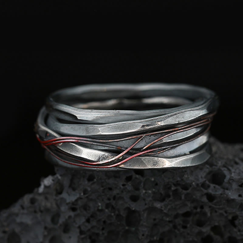 999 Sterling Silver Copper Braid Protection Ring
