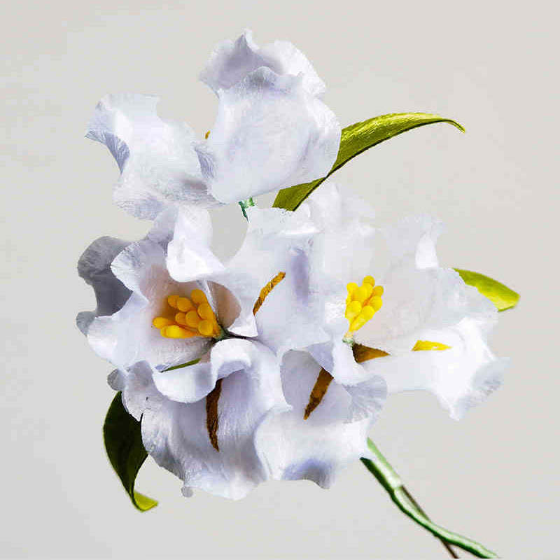 Handmade Velvet Flower Mulberry Silk White Iris Flower Brooch