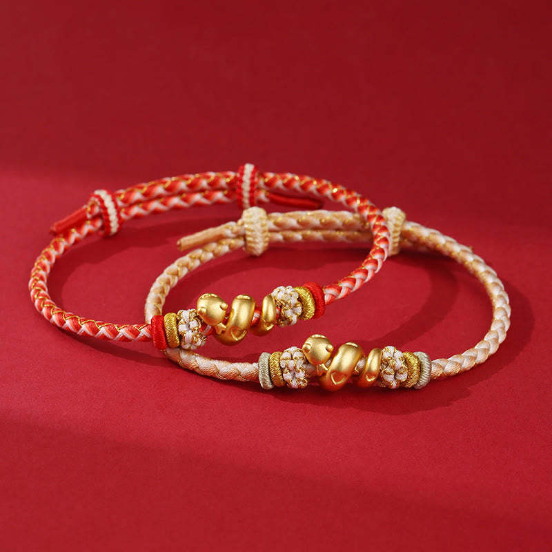 999 Sterling Silver Gradient Red String Year Of The Snake Luck Braided Bracelet