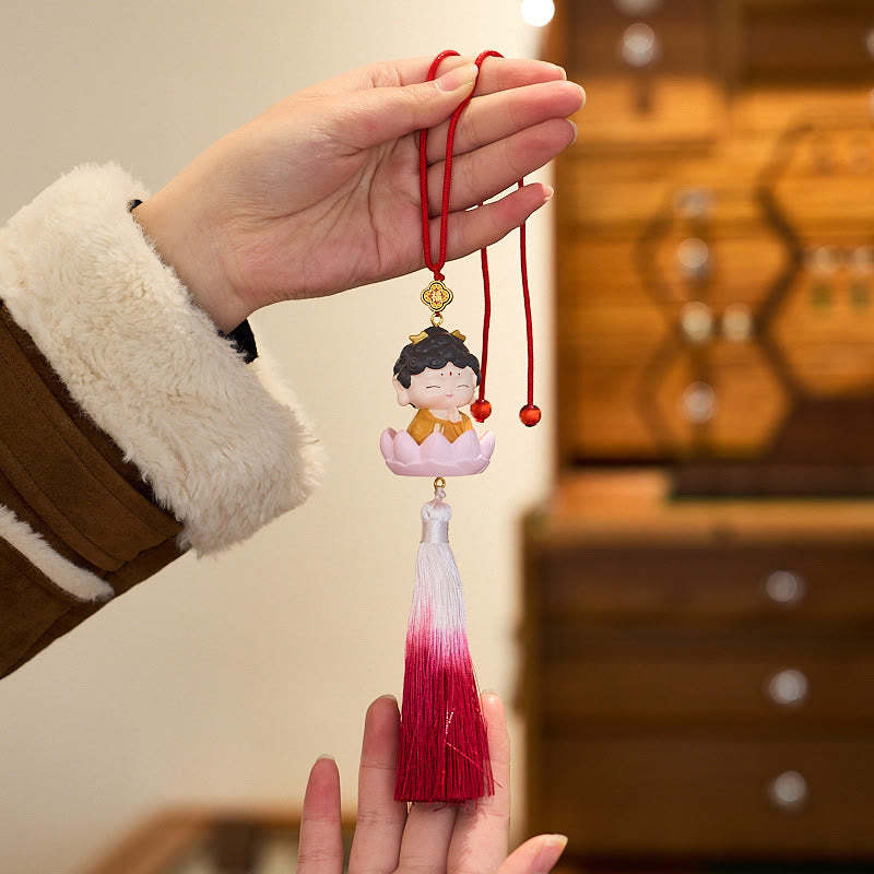 Lotus Avalokitesvara mystic zen Fu Character Wealth Car Hanging Decoration