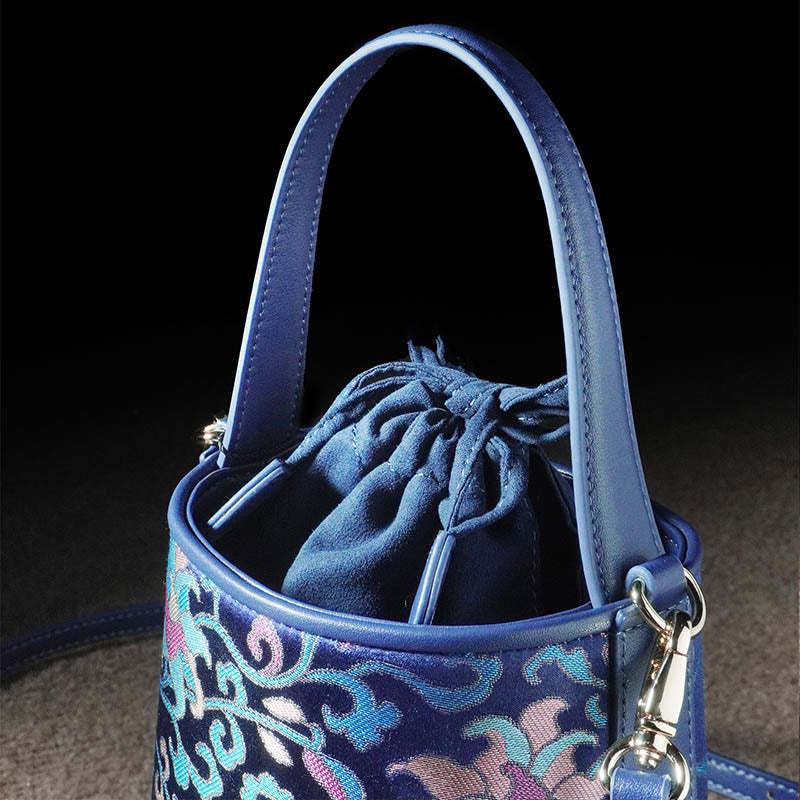 Retro Lotus Entwined Branches Song Brocade Crossbody Bag Hangbags