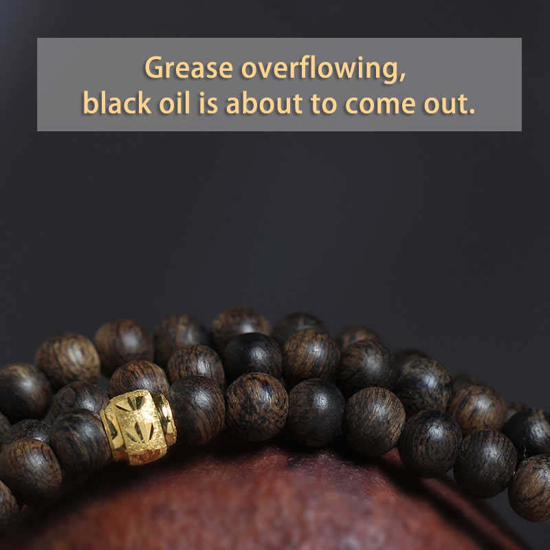 108 Mala Beads 999 Gold Bead Rare 5mm Brunei Black Qinan Agarwood Peace Strength Bracelet